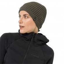 Jack Wolfskin Beanie Milton Cap - warm knitted hat with thermal lining - green-brown women